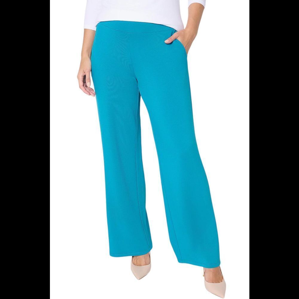 Women's Wide-Leg Pull-On Pants in Bright Teal